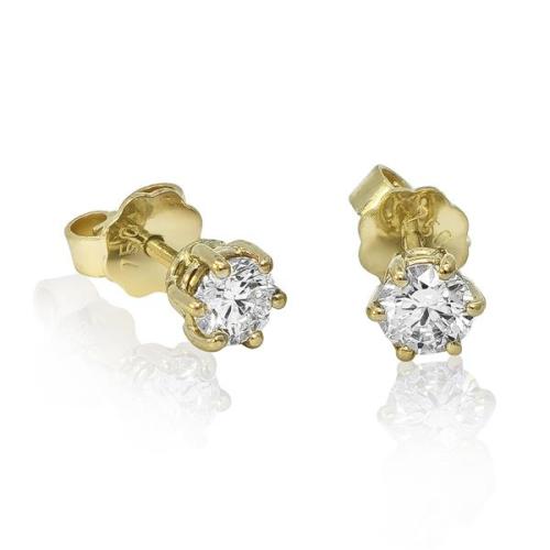 Preview: Diamant Ohrstecker 750 Gold - Gelbgold, 6 Krappen, 0,70 ct - 2 Brillanten IF/F - Luxus Ohrschmuck Damen