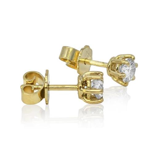 Preview: Diamant Ohrstecker 750 Gold - Gelbgold, 6 Krappen, 0,70 ct - 2 Brillanten IF/F - Luxus Ohrschmuck Damen