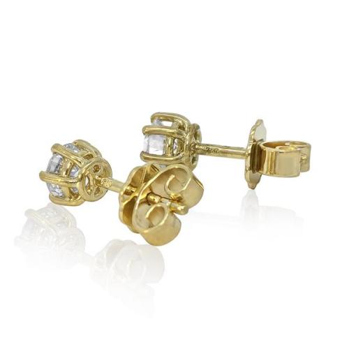 Diamant Ohrstecker 750 Gold - Gelbgold, 6 Krappen, 0,70 ct - 2 Brillanten IF/F - Luxus Ohrschmuck Damen