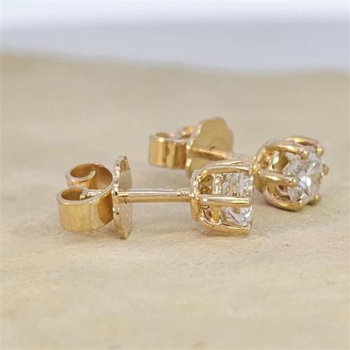 Diamant Ohrstecker 750 Gold - Gelbgold, 6 Krappen, 0,70 ct - 2 Brillanten IF/F - Luxus Ohrschmuck Damen