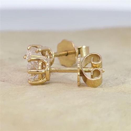 Diamant Ohrstecker 750 Gold - Gelbgold, 6 Krappen, 0,80 ct - 2 Brillanten IF/F - Luxus Ohrschmuck Damen