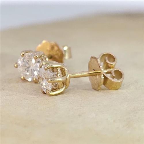 Diamant Ohrstecker 750 Gold - Gelbgold, 6 Krappen, 0,80 ct - 2 Brillanten IF/F - Luxus Ohrschmuck Damen