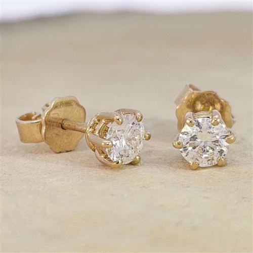 Diamant Ohrstecker 750 Gold - Gelbgold, 6 Krappen, 0,80 ct - 2 Brillanten IF/F - Luxus Ohrschmuck Damen