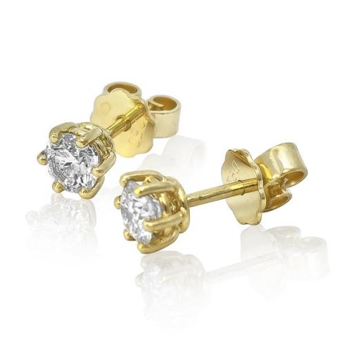 Preview: Diamant Ohrstecker 750 Gold - Gelbgold, 6 Krappen, 0,80 ct - 2 Brillanten IF/F - Luxus Ohrschmuck Damen