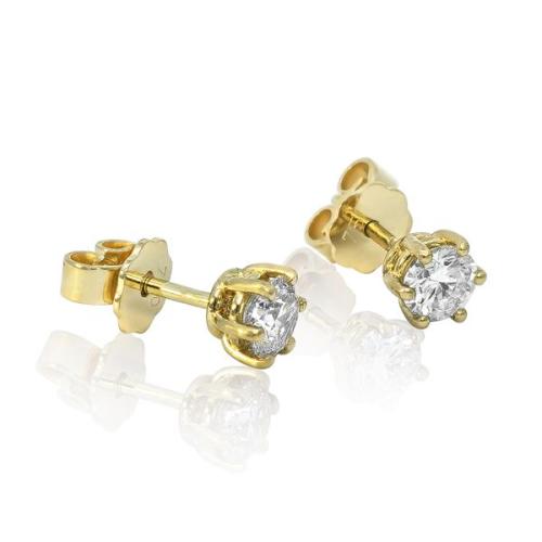 Preview: Diamant Ohrstecker 750 Gold - Gelbgold, 6 Krappen, 0,80 ct - 2 Brillanten IF/F - Luxus Ohrschmuck Damen