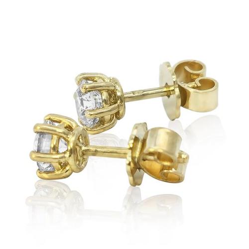 Preview: Diamant Ohrstecker 750 Gold - Gelbgold, 6 Krappen, 0,80 ct - 2 Brillanten IF/F - Luxus Ohrschmuck Damen