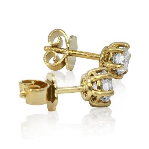Diamant Ohrstecker 750 Gold - Gelbgold, 6 Krappen, 0,80 ct - 2 Brillanten IF/F - Luxus Ohrschmuck Damen