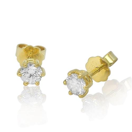Diamant Ohrstecker 750 Gold - Gelbgold, 6 Krappen, 0,80 ct - 2 Brillanten IF/F - Luxus Ohrschmuck Damen