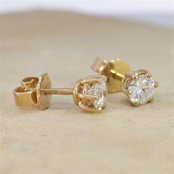 Brillant Diamant Ohrstecker Paar 750/- Gelbgold 18 Karat Gold 0,80 Karat G/VS