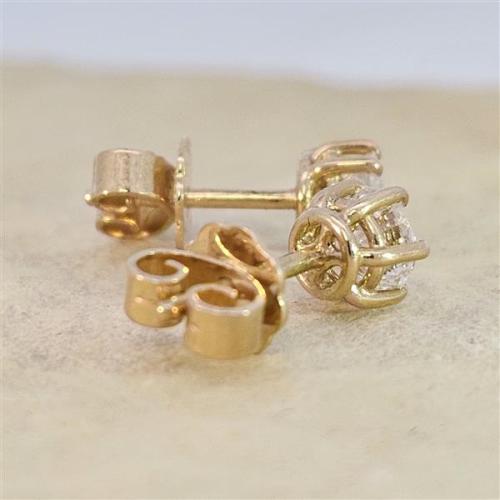 Diamant Ohrstecker 750 Gold - Gelbgold, 6 Krappen, 0,80 ct - 2 Brillanten IF/F - Luxus Ohrschmuck Damen