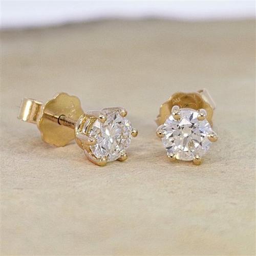 Diamant Ohrstecker 750 Gold - Gelbgold, 6 Krappen, 1,02 ct - 2 Brillanten IF/F - Luxus Ohrschmuck Damen
