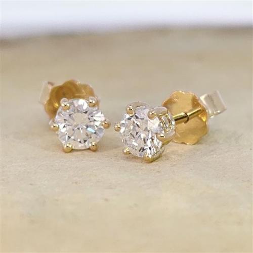 Diamant Ohrstecker 750 Gold - Gelbgold, 6 Krappen, 1,02 ct - 2 Brillanten IF/F - Luxus Ohrschmuck Damen