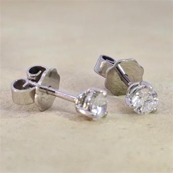 Brillant Diamant Ohrstecker Paar 750/- Weißgold 18 Karat Gold 0,42 Karat G/VS