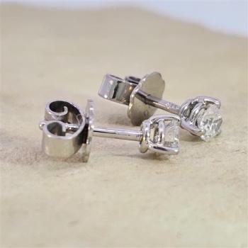 Brillant Diamant Ohrstecker Paar 750/- Weißgold 18 Karat Gold 0,42 Karat G/VS
