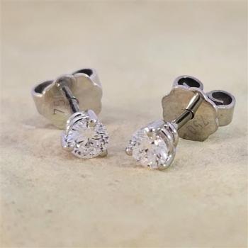 Brillant Diamant Ohrstecker Paar 750/- Weißgold 18 Karat Gold 0,42 Karat G/VS