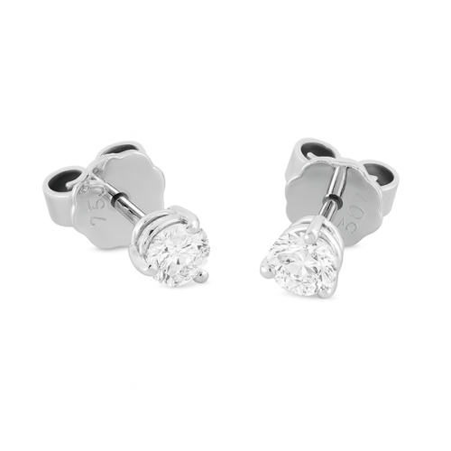 Diamant Ohrstecker 750 Gold - Weißgold, 3 Krappen, 0,42 ct - 2 Brillanten IF/F - Luxus Ohrschmuck Damen