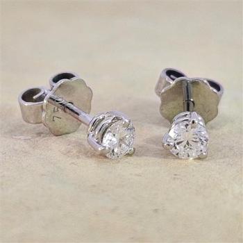 Brillant Diamant Ohrstecker Paar 750/- Weißgold 18 Karat Gold 0,42 Karat G/VS