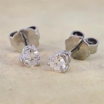 Brillant Diamant Ohrstecker Paar 750/- Weißgold 18 Karat Gold 0,42 Karat G/VS