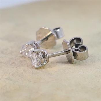 Brillant Diamant Ohrstecker Paar 750/- Weißgold 18 Karat Gold 0,42 Karat G/VS