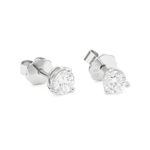 Preview: Luxus Diamant Ohrstecker 750 Gold (IF/F) - Weißgold, 3 Krappen, 0,51 ct - lupenrein, echter Brillantschmuck