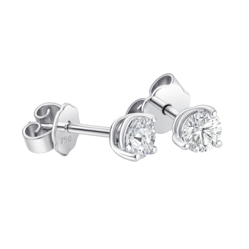 Preview: Luxus Diamant Ohrstecker 750 Gold (IF/F) - Weißgold, 3 Krappen, 0,60 ct - lupenrein, echter Brillantschmuck