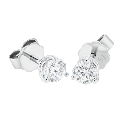 Luxus Diamant Ohrstecker 750 Gold (IF/F) - Weißgold, 3 Krappen, 0,60 ct - lupenrein, echter Brillantschmuck