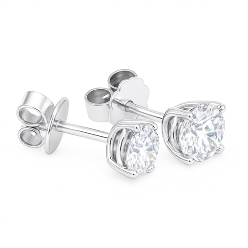 Luxus Diamant Ohrstecker 750 Gold (IF/F) - Weißgold, 3 Krappen, 0,70 ct - lupenrein, echter Brillantschmuck