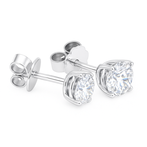 Preview: Luxus Diamant Ohrstecker 750 Gold (IF/F) - Weißgold, 3 Krappen, 0,80 ct - lupenrein, echter Brillantschmuck