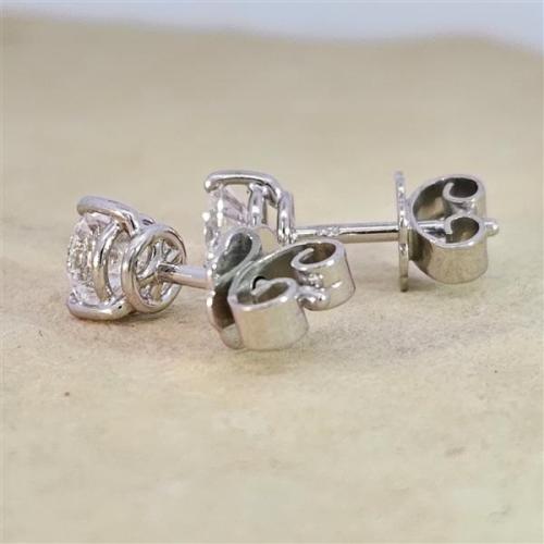 Luxus Diamant Ohrstecker 750 Gold (IF/F) - Weißgold, 3 Krappen, 1,02 ct - lupenrein, echter Brillantschmuck
