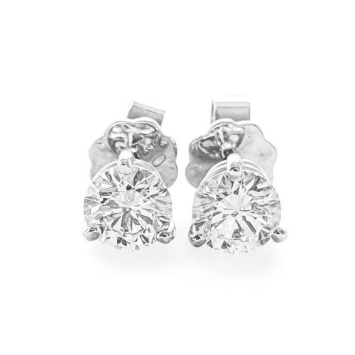 Luxus Diamant Ohrstecker 750 Gold (IF/F) - Weißgold, 3 Krappen, 1,02 ct - lupenrein, echter Brillantschmuck