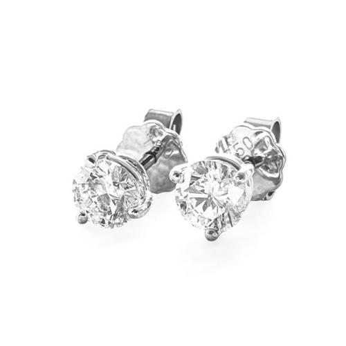 Luxus Diamant Ohrstecker 750 Gold (IF/F) - Weißgold, 3 Krappen, 1,02 ct - lupenrein, echter Brillantschmuck