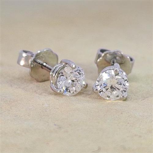 Luxus Diamant Ohrstecker 750 Gold (IF/F) - Weißgold, 3 Krappen, 1,02 ct - lupenrein, echter Brillantschmuck