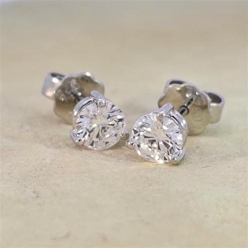 Luxus Diamant Ohrstecker 750 Gold (IF/F) - Weißgold, 3 Krappen, 1,02 ct - lupenrein, echter Brillantschmuck