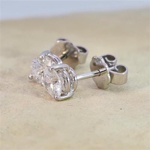 Luxus Diamant Ohrstecker 750 Gold (IF/F) - Weißgold, 3 Krappen, 1,02 ct - lupenrein, echter Brillantschmuck