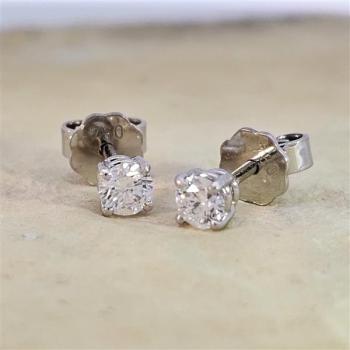 Brillant Diamant Ohrstecker Paar 750/- Weißgold 18 Karat Gold 0,40 Karat G/VS