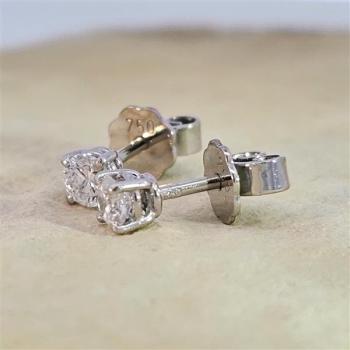 Brillant Diamant Ohrstecker Paar 750/- Weißgold 18 Karat Gold 0,40 Karat G/VS