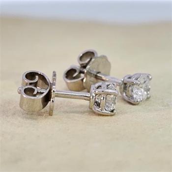 Brillant Diamant Ohrstecker Paar 750/- Weißgold 18 Karat Gold 0,50 Karat G/VS
