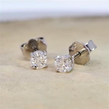 Brillant Diamant Ohrstecker Paar 750/- Weißgold 18 Karat Gold 0,50 Karat G/VS