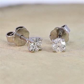 Brillant Diamant Ohrstecker Paar 750/- Weißgold 18 Karat Gold 0,50 Karat G/VS