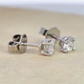 Brillant Diamant Ohrstecker Paar 750/- Weißgold 18 Karat Gold 0,60 Karat G/VS