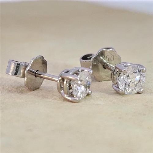 Luxus Diamant Ohrstecker 750 Gold (IF/F) - Weißgold, 4 Krappen, 0,80 ct - lupenrein, echter Brillantschmuck