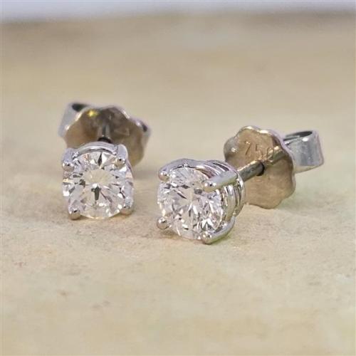 Luxus Diamant Ohrstecker 750 Gold (IF/F) - Weißgold, 4 Krappen, 0,80 ct - lupenrein, echter Brillantschmuck