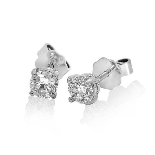 Preview: Luxus Diamant Ohrstecker 750 Gold (IF/F) - Weißgold, 4 Krappen, 0,80 ct - lupenrein, echter Brillantschmuck