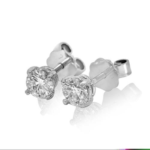 Preview: Luxus Diamant Ohrstecker 750 Gold (IF/F) - Weißgold, 4 Krappen, 0,80 ct - lupenrein, echter Brillantschmuck