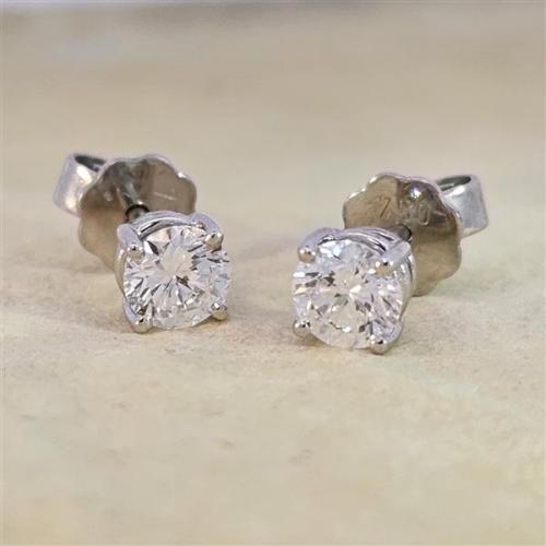 Luxus Diamant Ohrstecker 750 Gold (IF/F) - Weißgold, 4 Krappen, 0,80 ct - lupenrein, echter Brillantschmuck