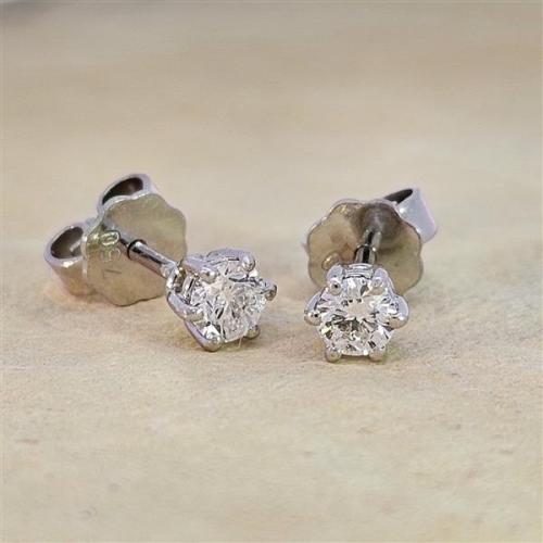 Luxus Diamant Ohrstecker 750 Gold (IF/F) - Weißgold, 6 Krappen, 0,42 ct - lupenrein, echter Brillantschmuck