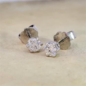 Brillant Diamant Ohrstecker Paar 750/- Weißgold 18 Karat Gold 0,42 Karat G/VS