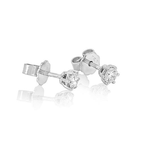 Preview: Luxus Diamant Ohrstecker 750 Gold (IF/F) - Weißgold, 6 Krappen, 0,42 ct - lupenrein, echter Brillantschmuck