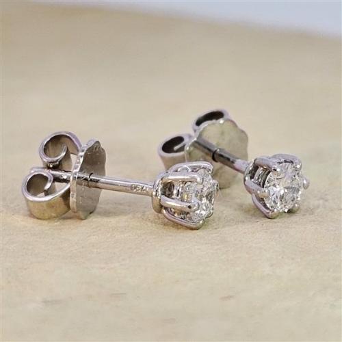 Luxus Diamant Ohrstecker 750 Gold (IF/F) - Weißgold, 6 Krappen, 0,42 ct - lupenrein, echter Brillantschmuck