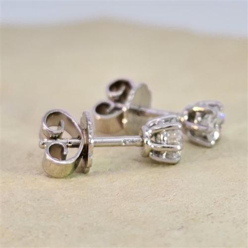 Luxus Diamant Ohrstecker 750 Gold (IF/F) - Weißgold, 6 Krappen, 0,42 ct - lupenrein, echter Brillantschmuck